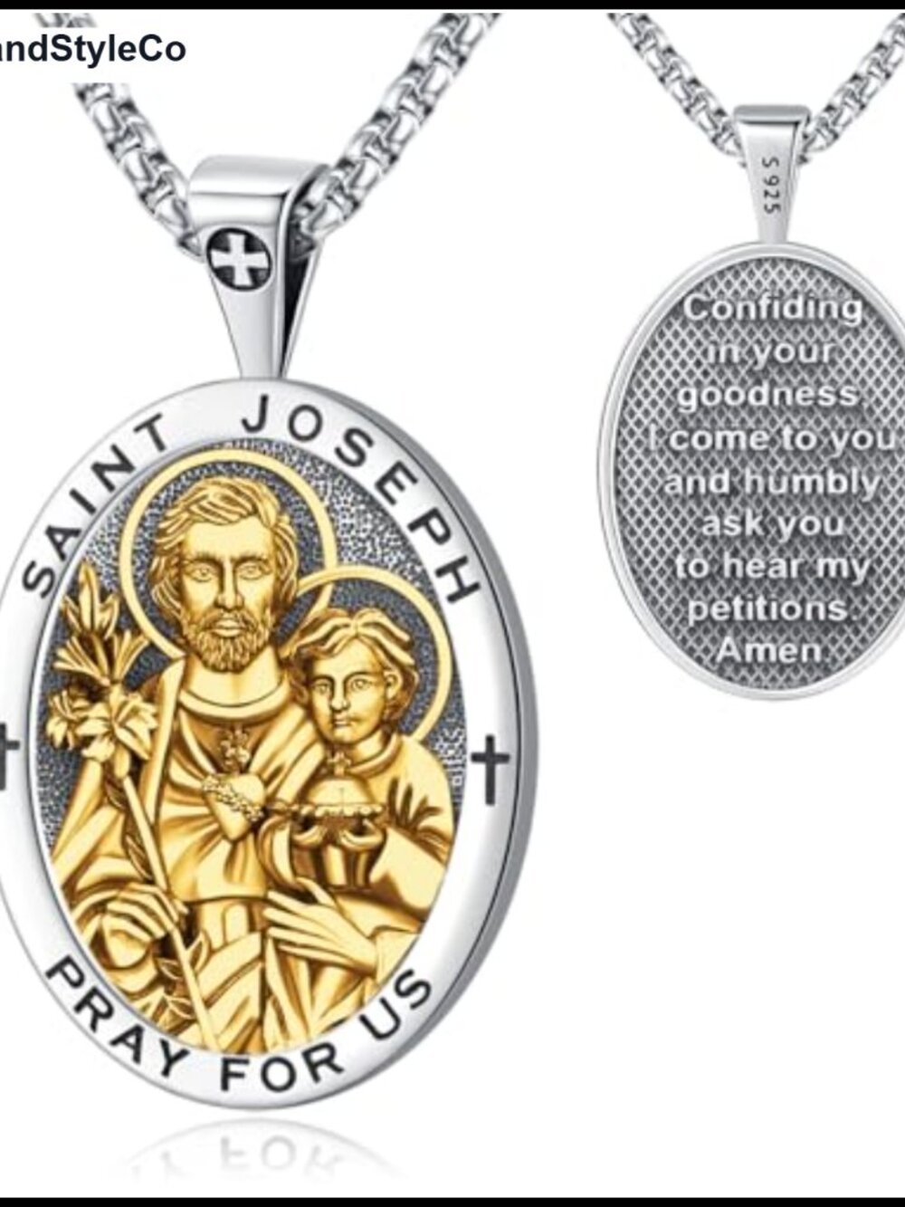 Saint Michael St Christopher St Benedict Medal Necklace Gold Plated 925